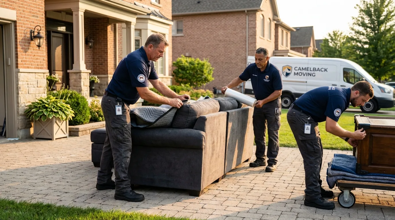Large estate moving crew wrapping furniture in Mount Angel, OR