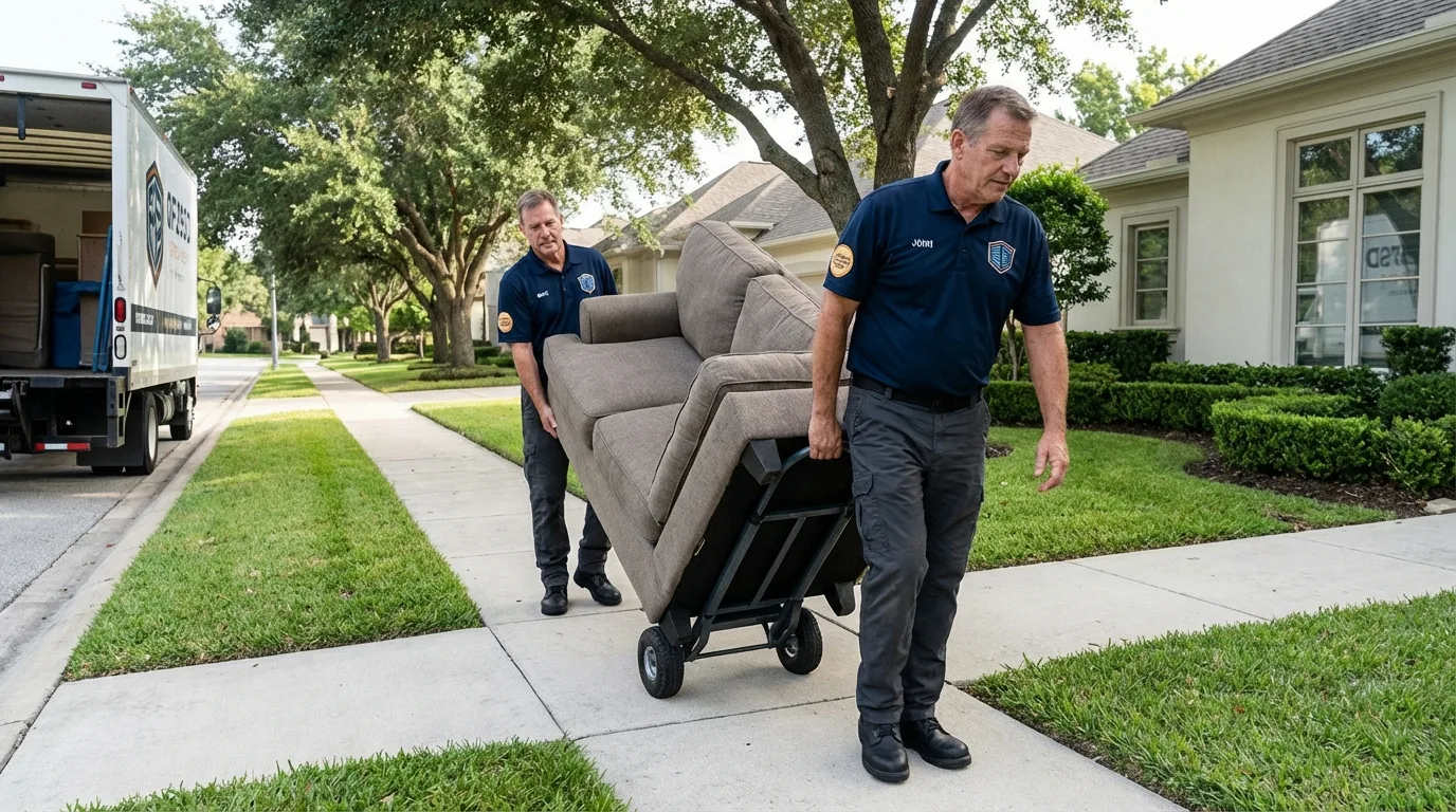 Local residential moving crew loading furniture in Mount Angel, OR